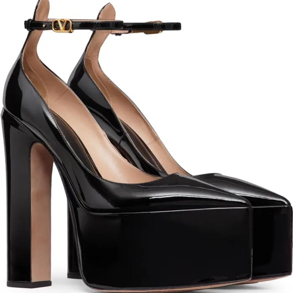 VALENTINO GARAVANI Tan-Go Platform Pointed Toe Pump 38 authentic 165mm